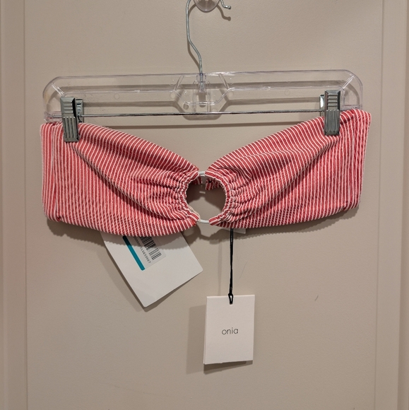 Onia Spiced Coral and White Striped Ribbed Bikini Set Size Medium - Picture 6 of 12